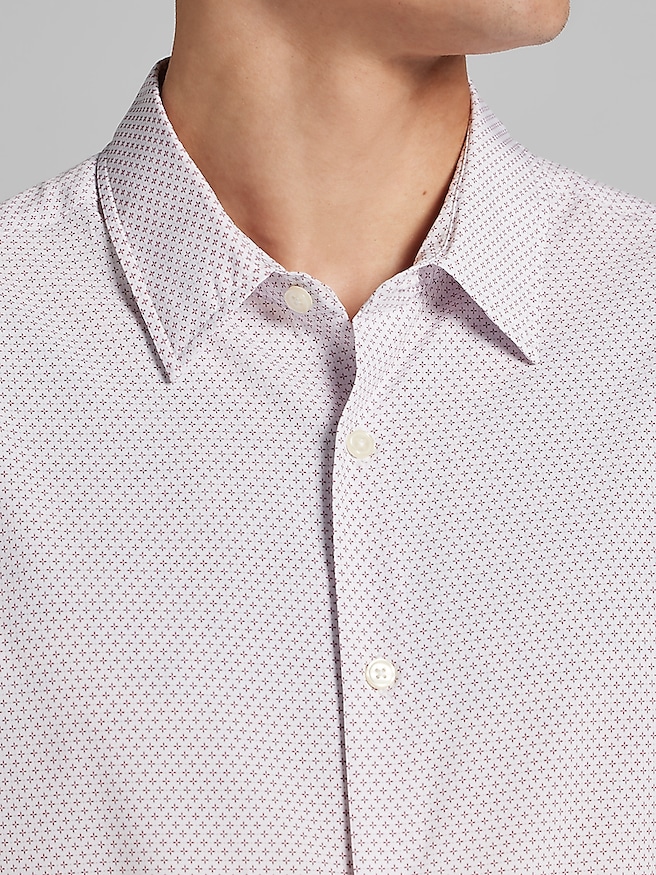 Awearness Kenneth Cole Men's Slim Fit 4-Way Stretch Button Up Shirt , Pink / Red