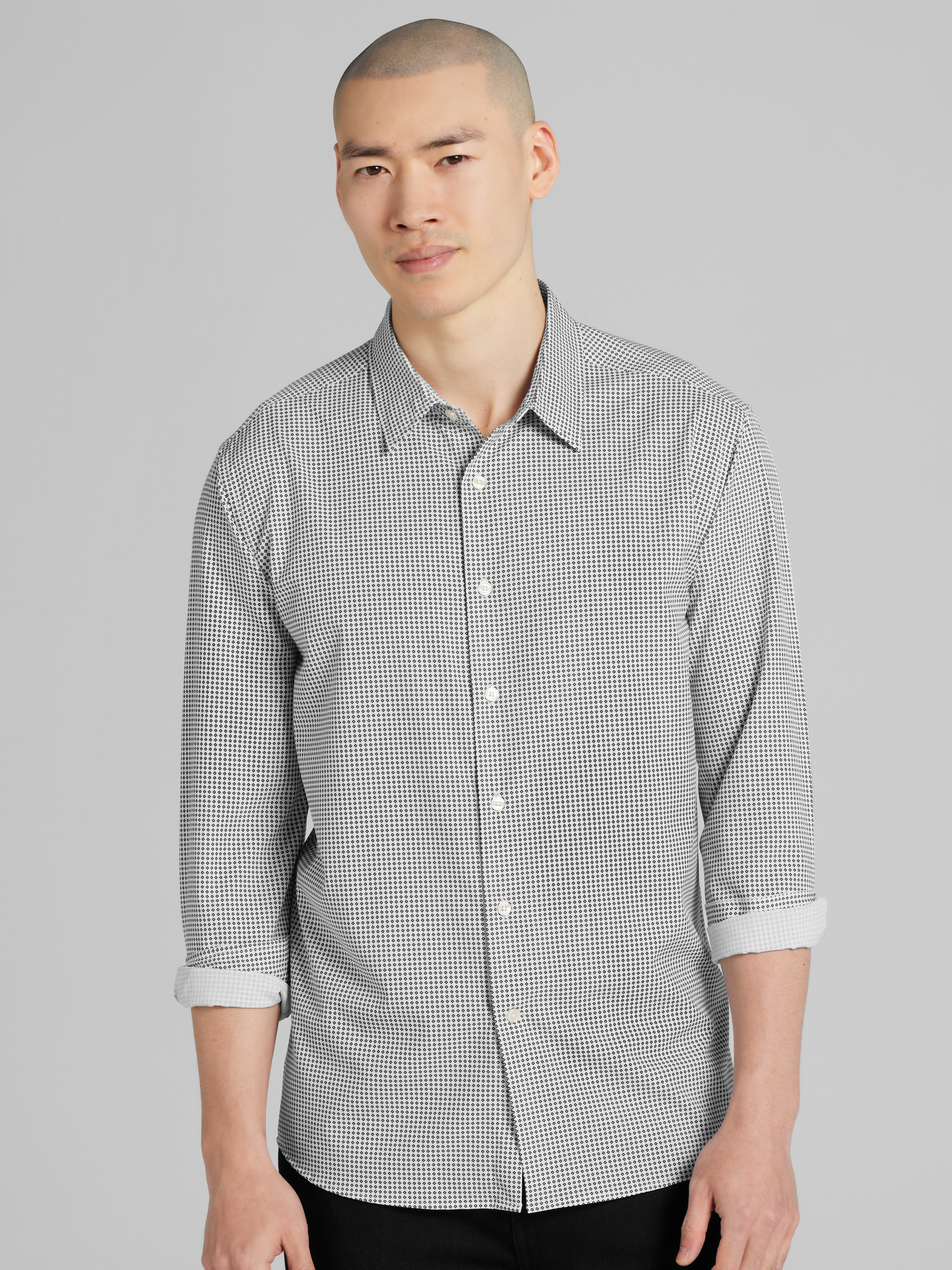 Slim Fit 4-Way Stretch Button Up Shirt