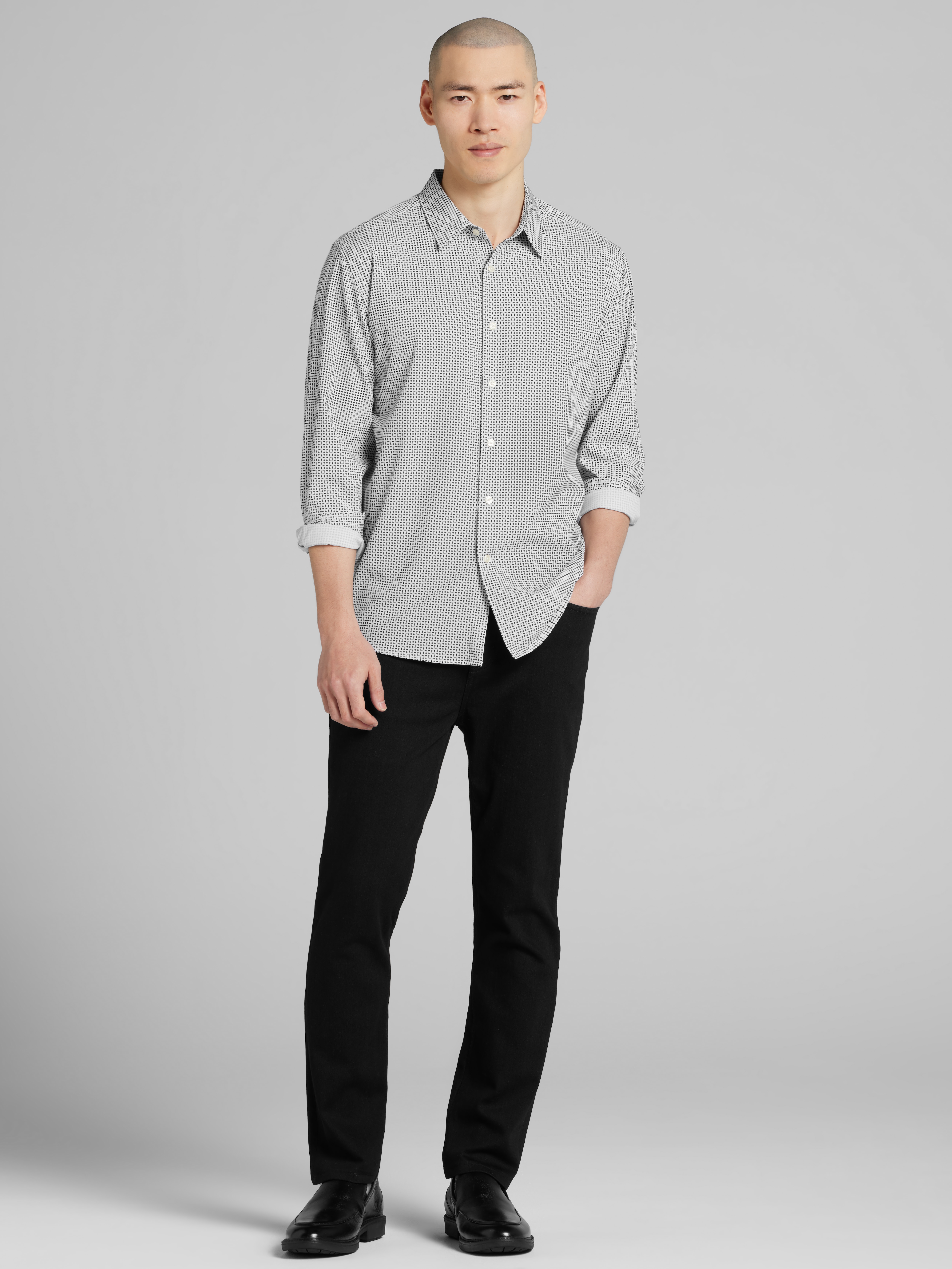 Slim Fit 4-Way Stretch Button Up Shirt