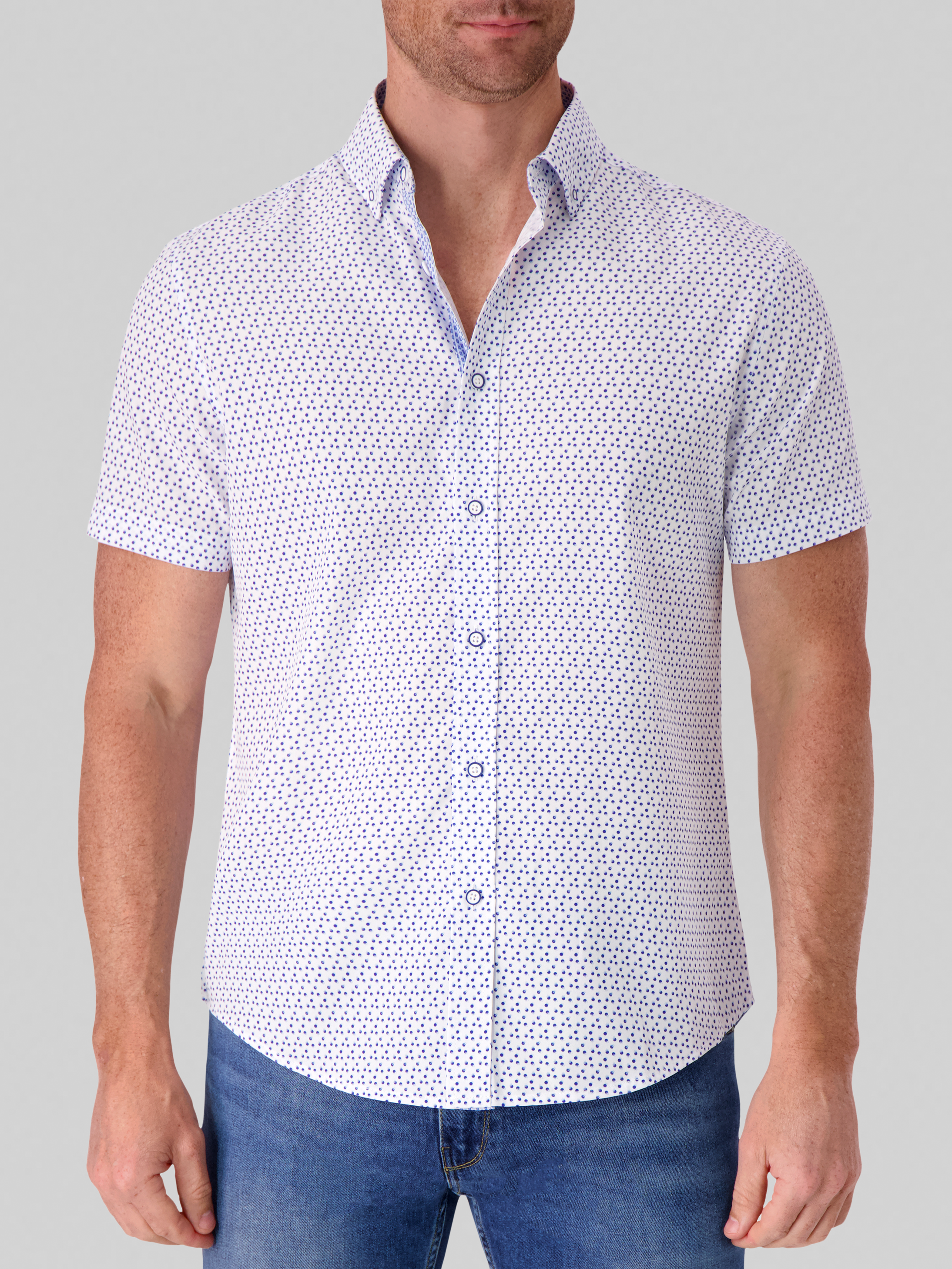 Modern Fit 4-Way Stretch Short Sleeve Button Up Shirt