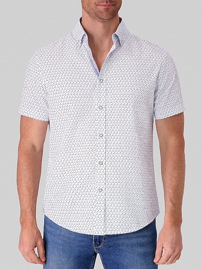 Report Collection Men's Modern Fit 4-Way Stretch Button Up Shirt , White