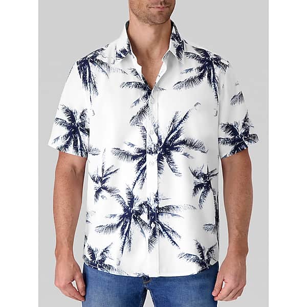 Report Collection Men's Modern Fit 4-Way Stetch Button Up Shirt White - Size: Medium TMW6BTW20010
