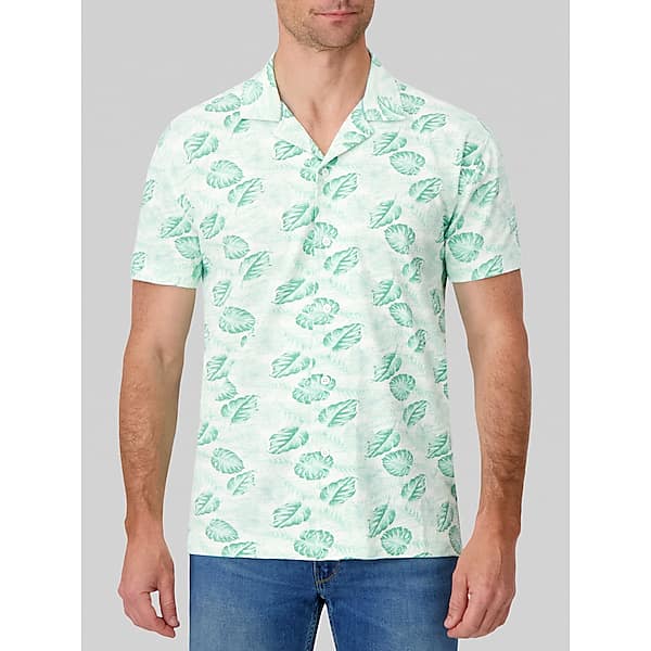 Report Collection Men's Modern Fit Fern Short Sleeve Camp Shirt Kelly Green - Size: Large TMW6BUL30024