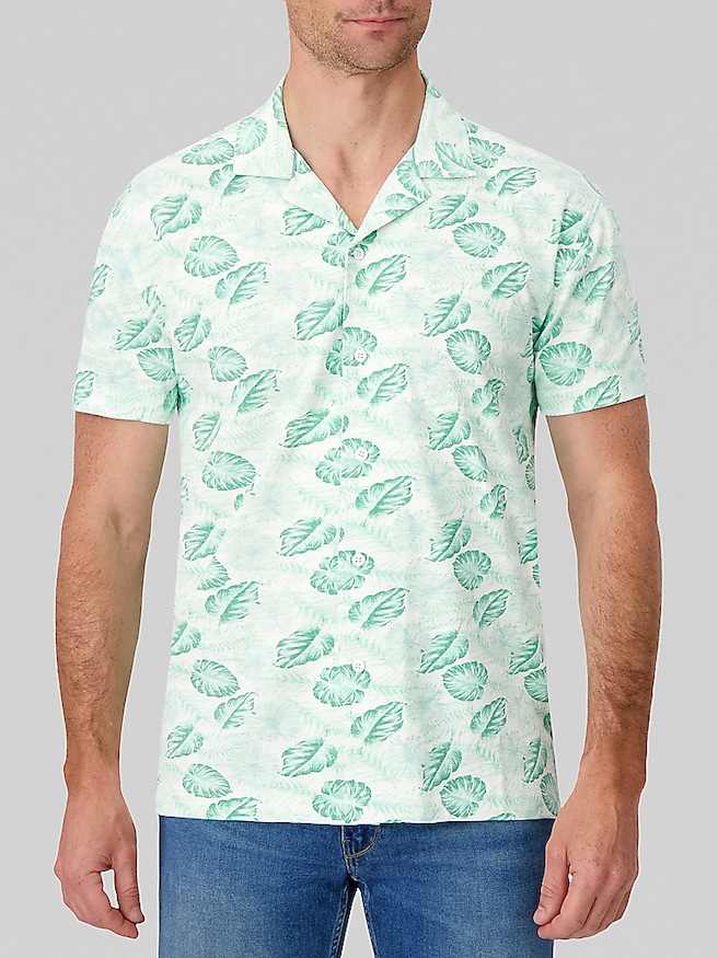 Report Collection Big & Tall Men's Modern Fit Fern Short Sleeve Camp Shirt , Kelly Green