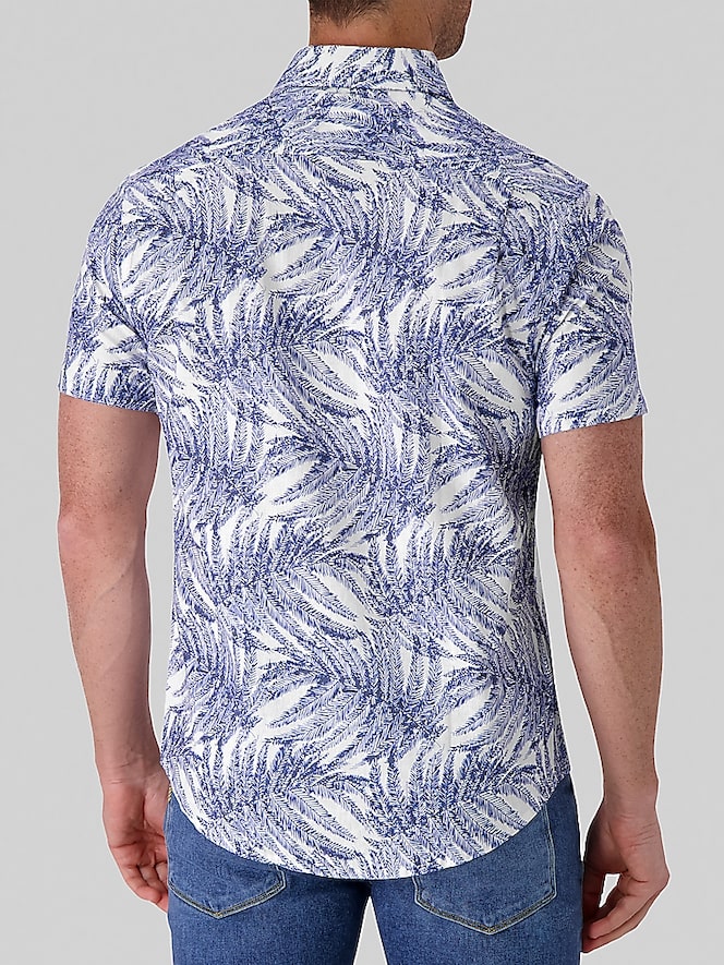 Report Collection Modern Fit Linen Blend Button Up Shirt