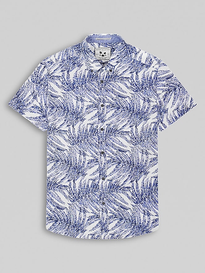 Report Collection Modern Fit Linen Blend Button Up Shirt