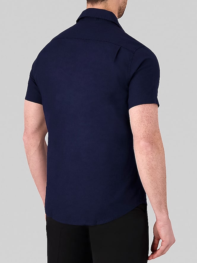 Report Collection Modern Fit Linen Blend Button Up Shirt