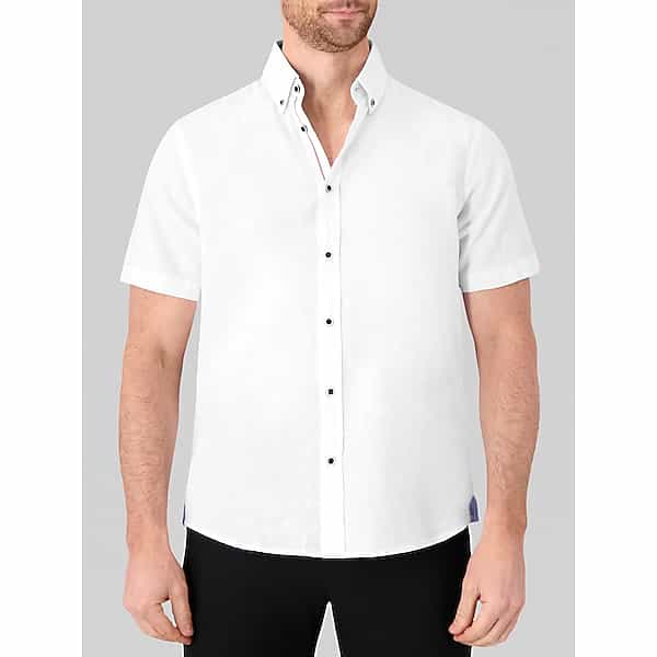 Report Collection Big & Tall Men's Modern Fit Linen Blend Button Up Shirt White - Size: XXL TMW6BV550010