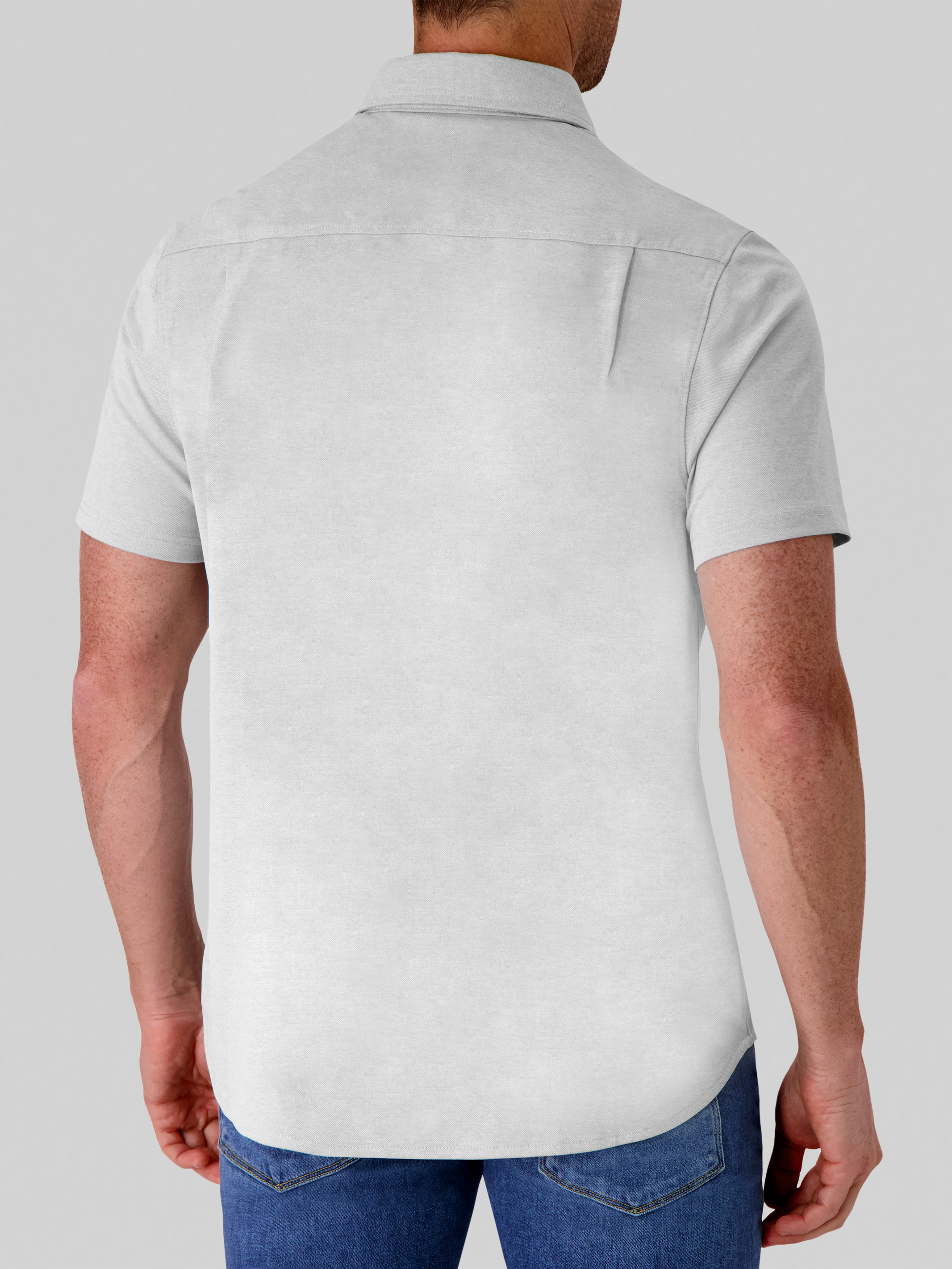 Modern Fit Pique Melange Knit Button Up Shirt