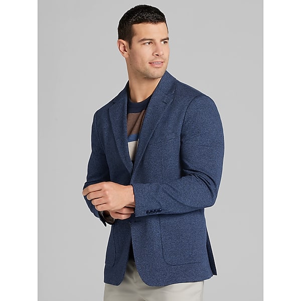Report Collection Men's Modern Fit Textured Knit Blazer Navy TMW6BV830001