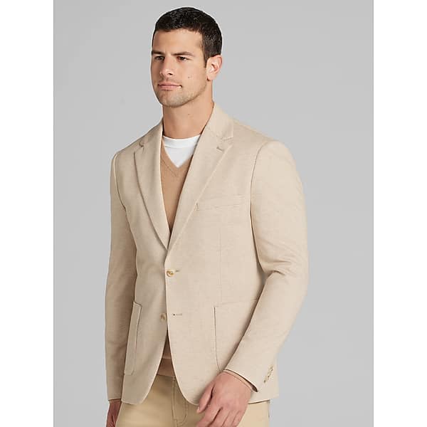 Report Collection Men's Modern Fit Textured Knit Blazer Sand TMW6BV950021