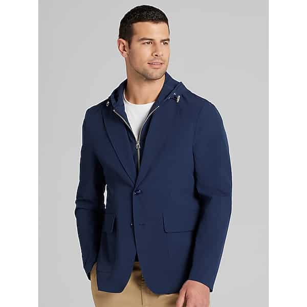 Report Collection Men's Modern Fit Packable Travel Jacket Navy - Size: Medium TMW6BVA20001