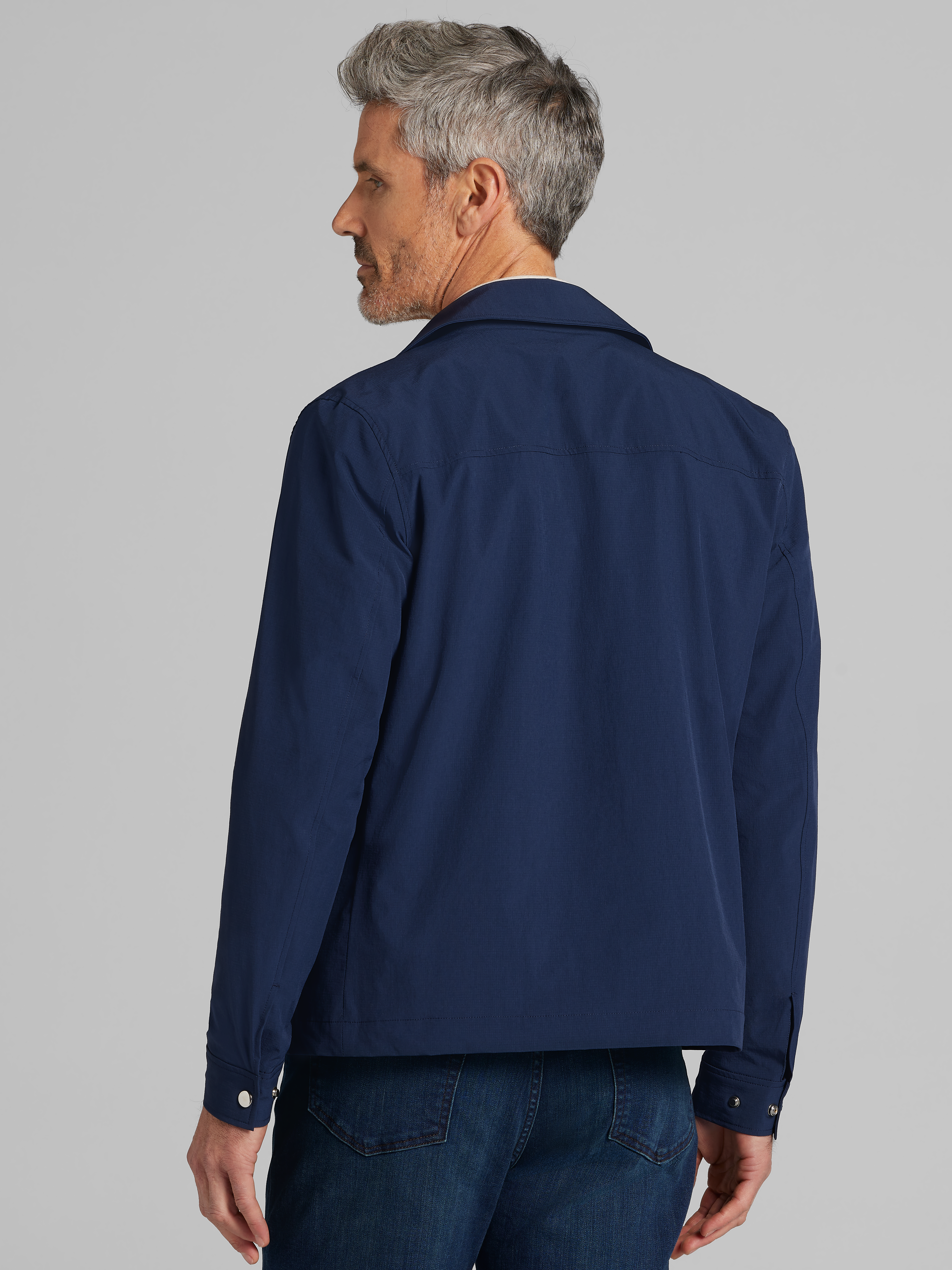Modern Fit Textured Pocket Zip Front Jacket