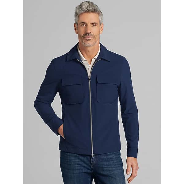 Report Collection Big & Tall Men's Modern Fit Textured Pocket Zip Front Jacket Navy - Size: XXL TMW6BVD50001