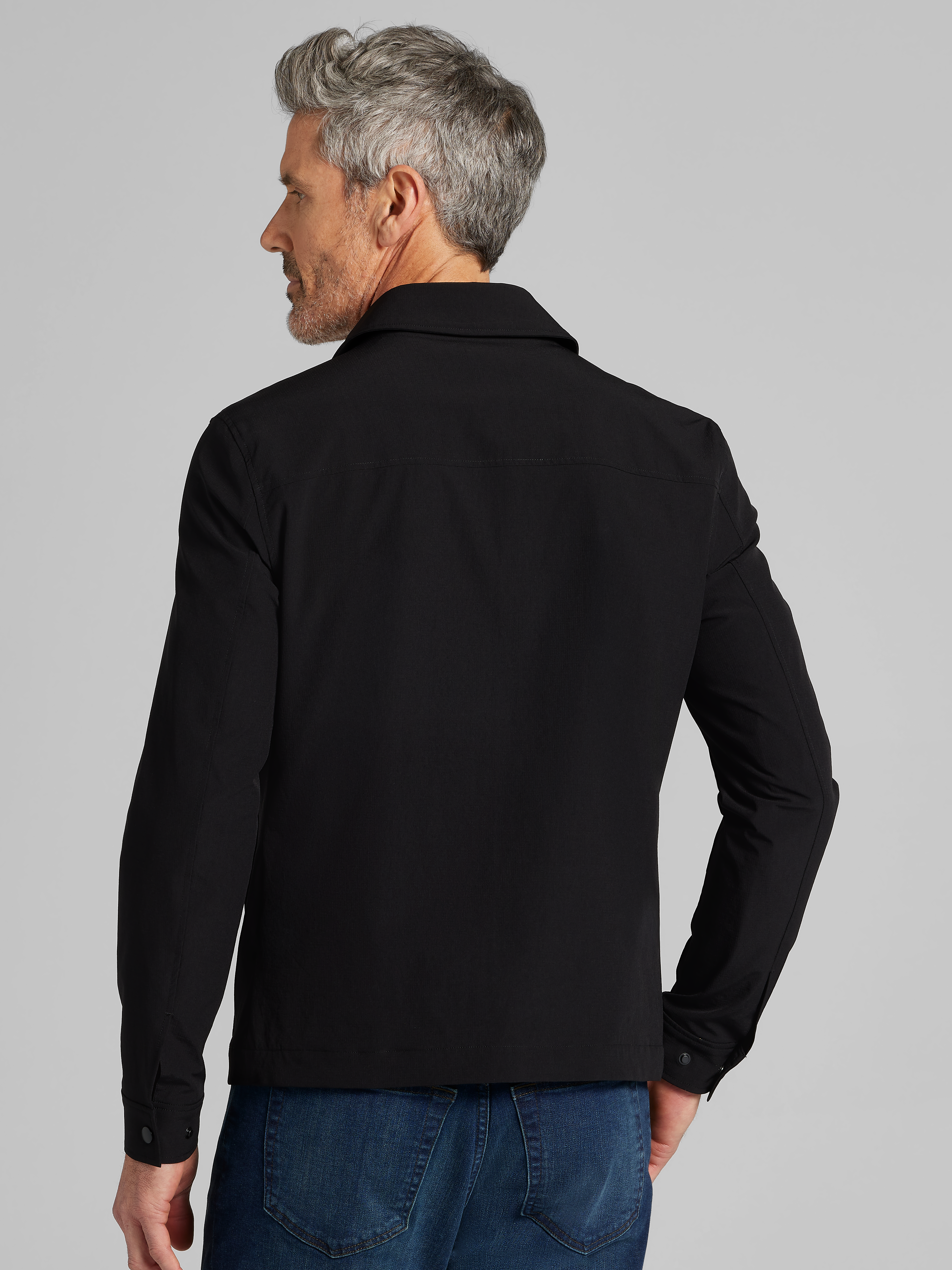 Modern Fit Textured Pocket Zip Front Jacket