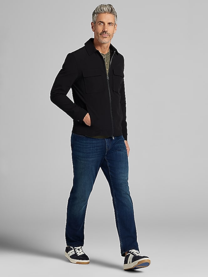 Report Collection Modern Fit Textured Pocket Zip Front Jacket