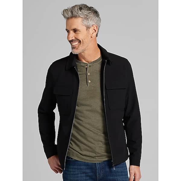 Report Collection Big & Tall Men's Modern Fit Textured Pocket Zip Front Jacket Black - Size: XXL TMW6BVD50002