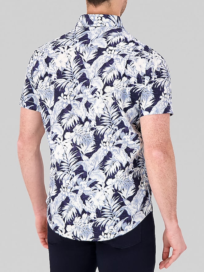 Report Collection Modern Fit Linen Blend Button Up Shirt