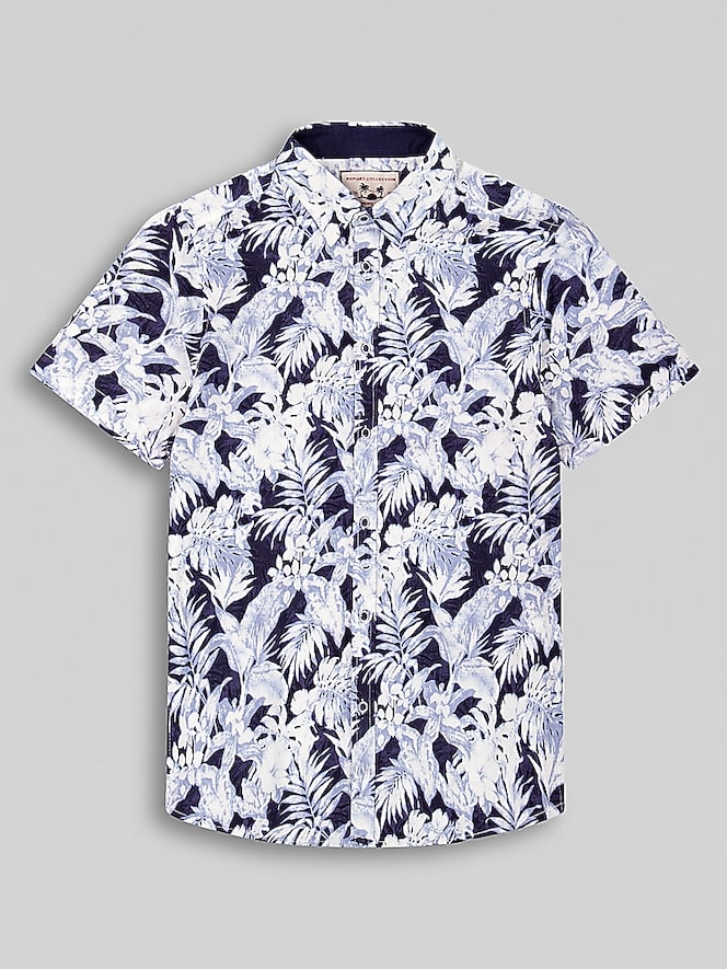 Report Collection Modern Fit Linen Blend Button Up Shirt