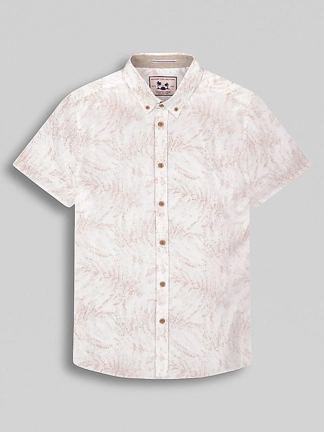 Report Collection Modern Fit Linen Blend Button Up Shirt