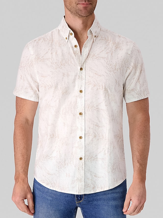Report Collection Modern Fit Linen Blend Button Up Shirt