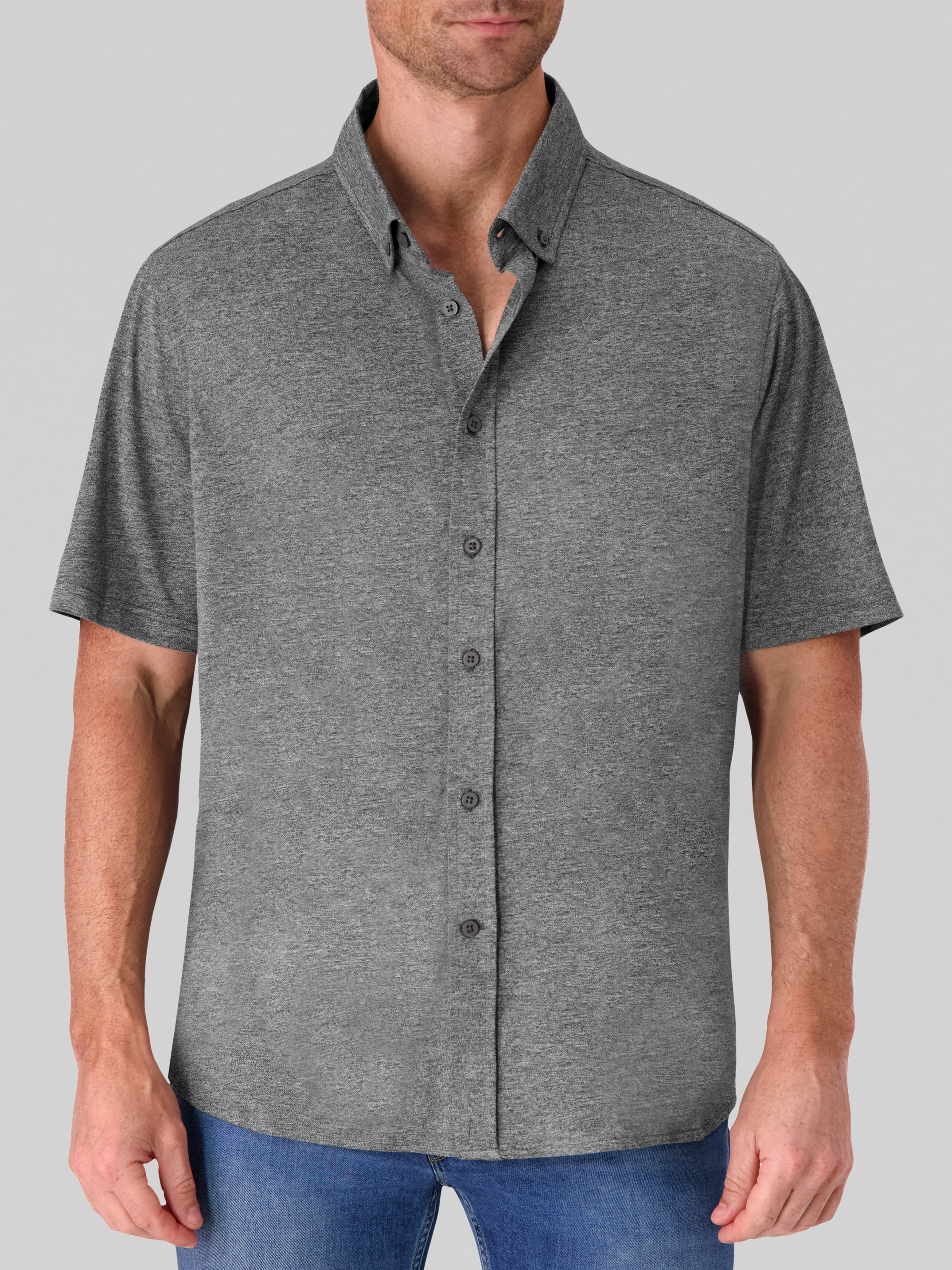 Modern Fit Pique Knit Button Up Shirt