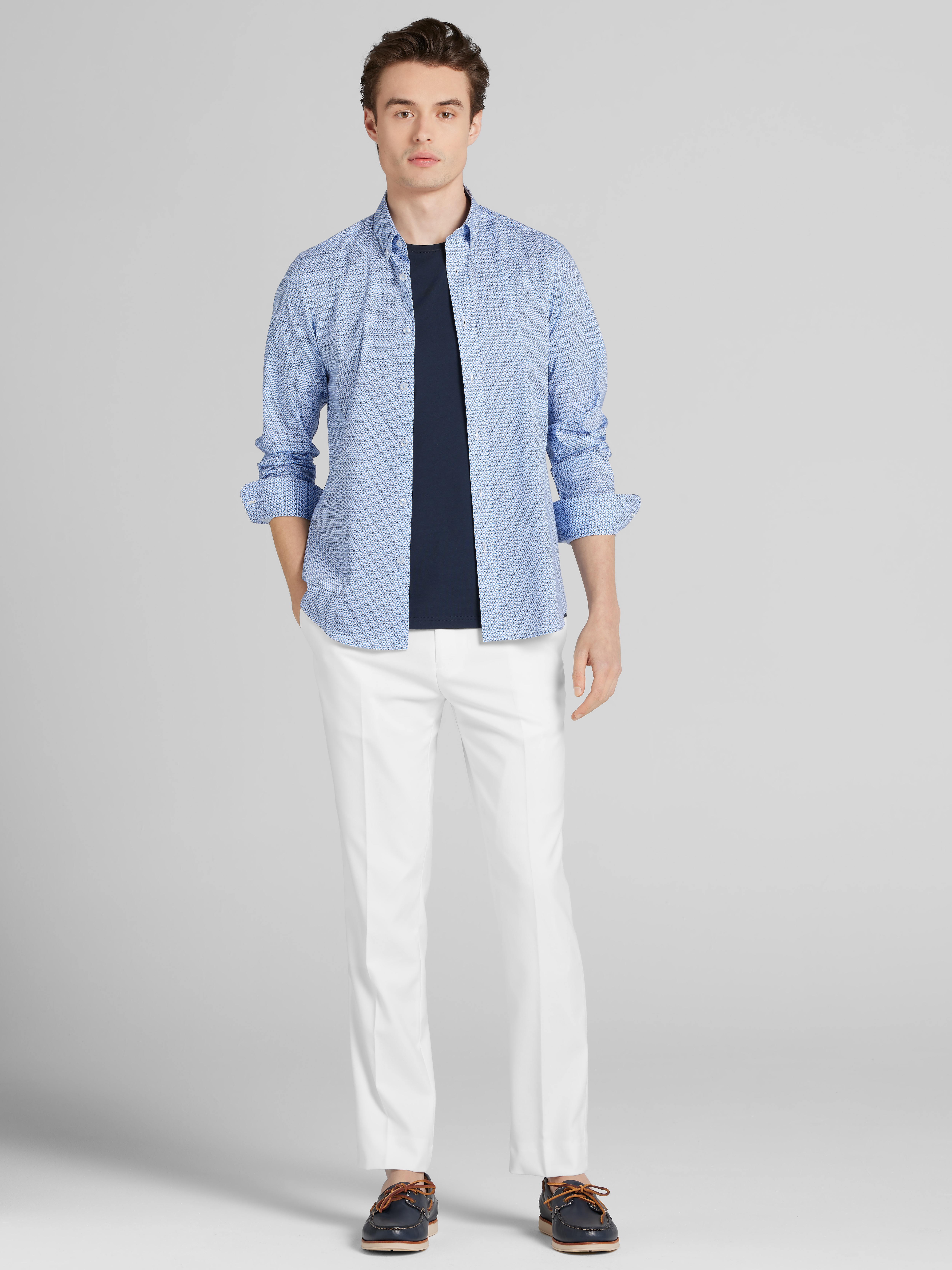 Slim Fit Dot Button Up Shirt