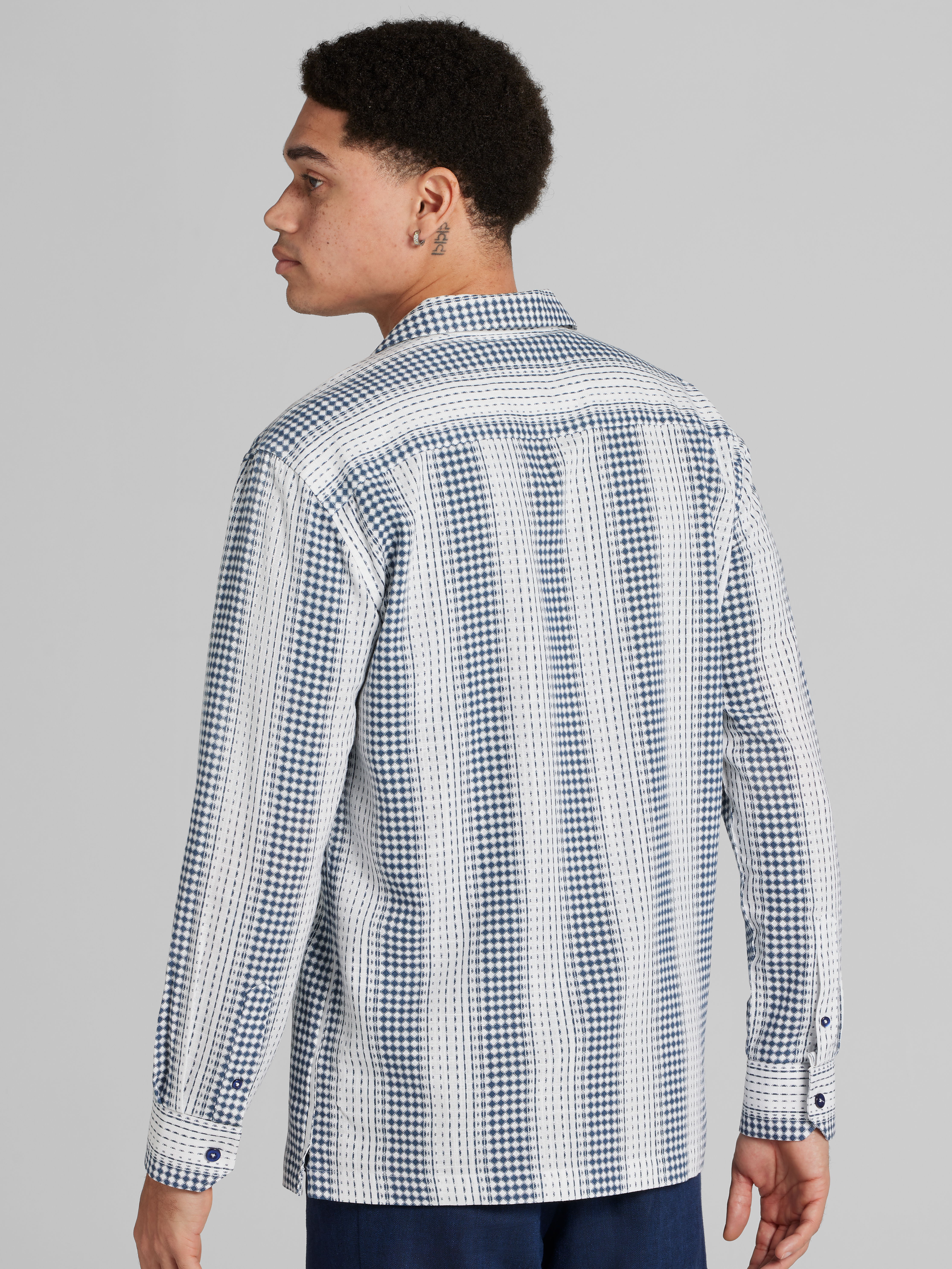 Slim Fit Linen Blend Button Up Shirt