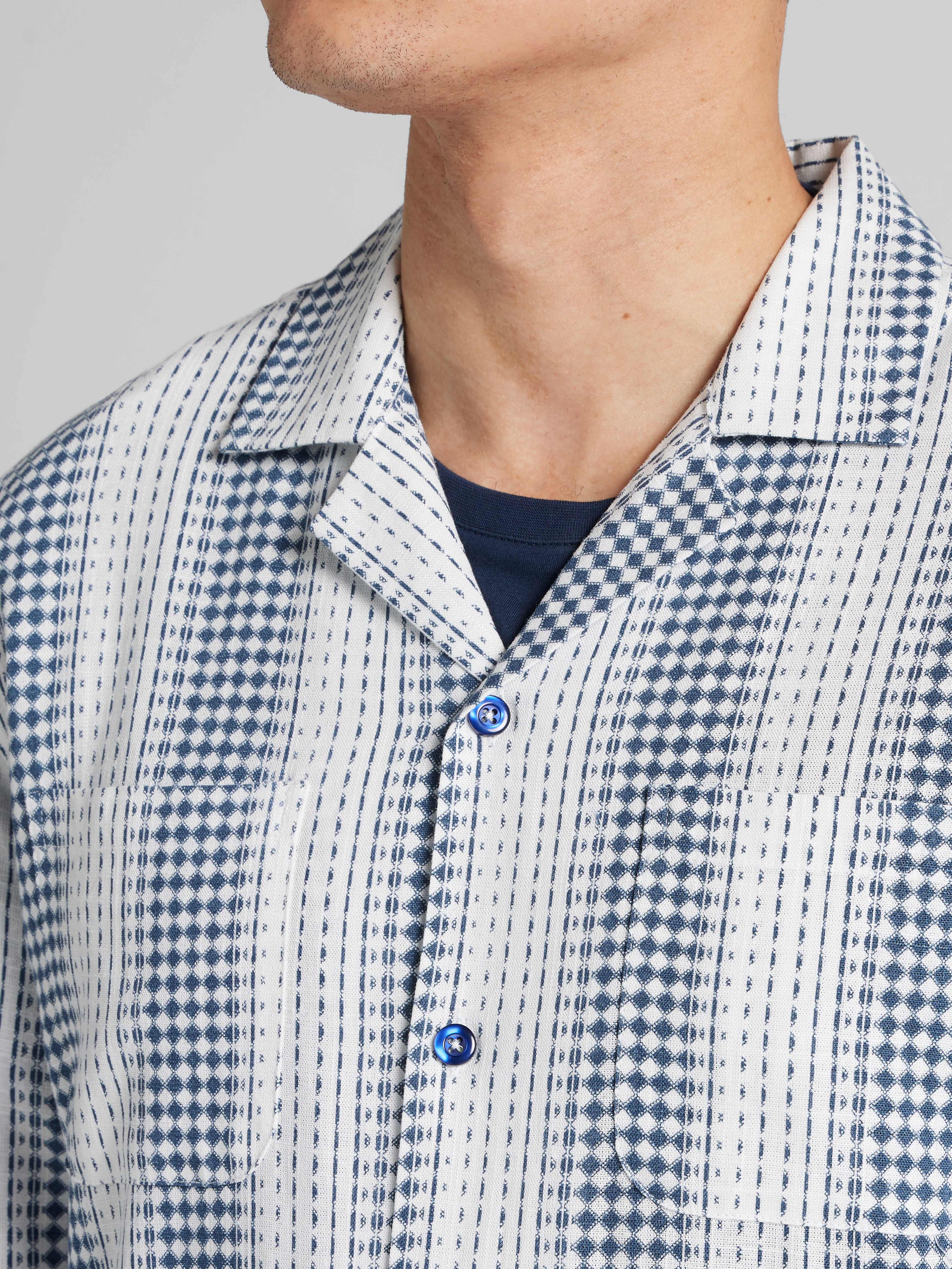 Slim Fit Linen Blend Button Up Shirt