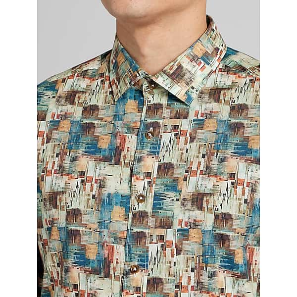 Paisley & Gray Men's Slim Fit Button Up Shirt Brown And Bronze - Size: Large TMW6BW230055
