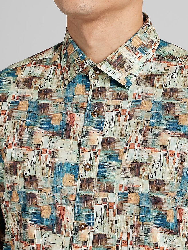 Paisley & Gray Men's Slim Fit Button Up Shirt , Brown And Bronze