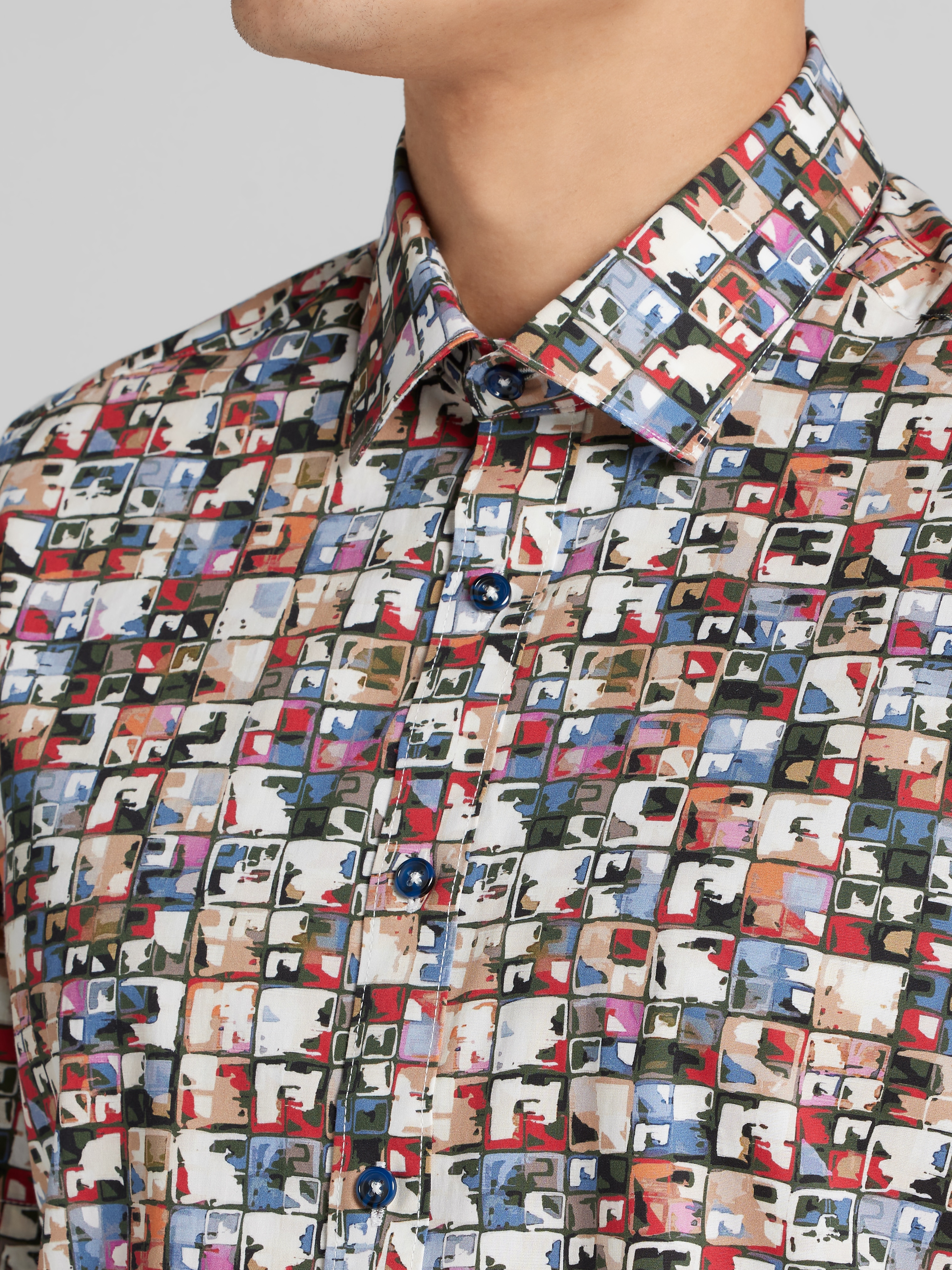 Slim Fit Square Short Sleeve Button Up Shirt