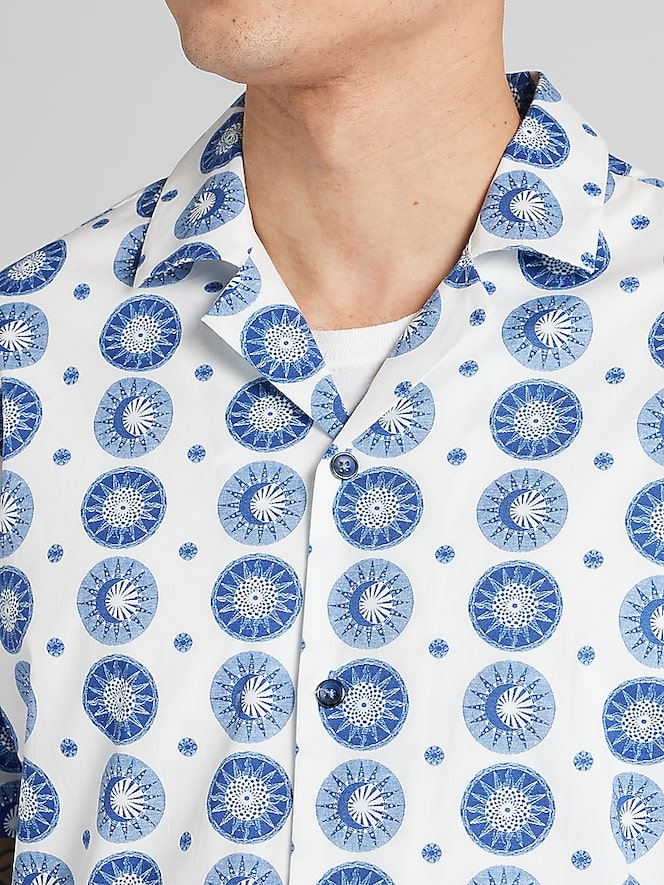 Paisley &Amp; Gray Slim Fit Sun & Moon Camp Shirt