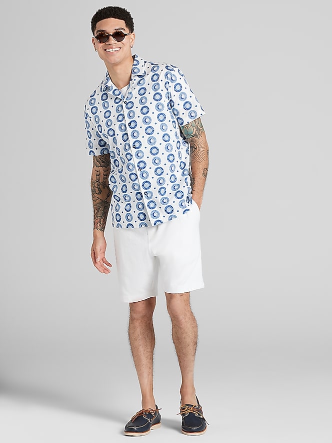 Paisley &Amp; Gray Slim Fit Sun & Moon Camp Shirt
