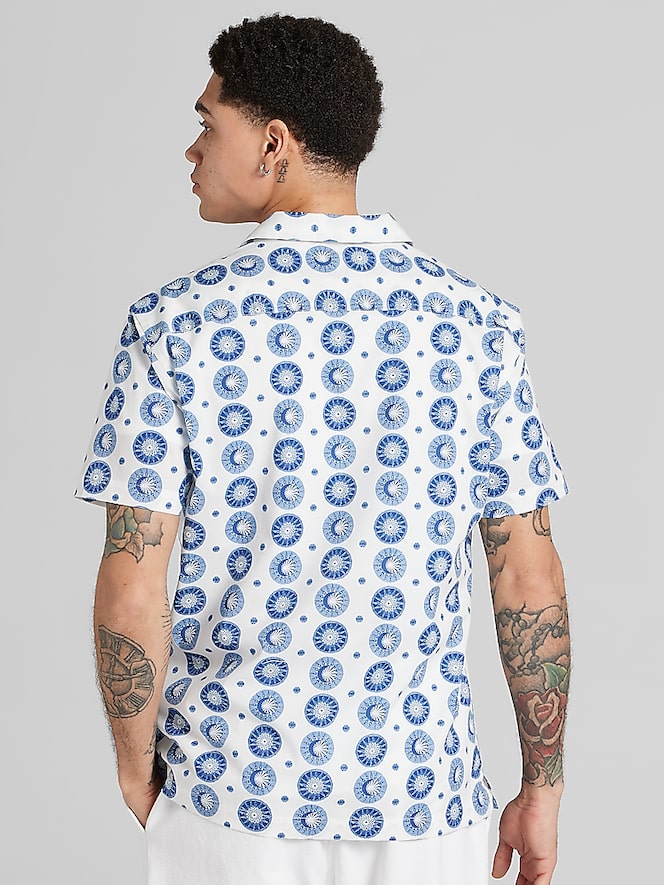 Paisley &Amp; Gray Slim Fit Sun & Moon Camp Shirt
