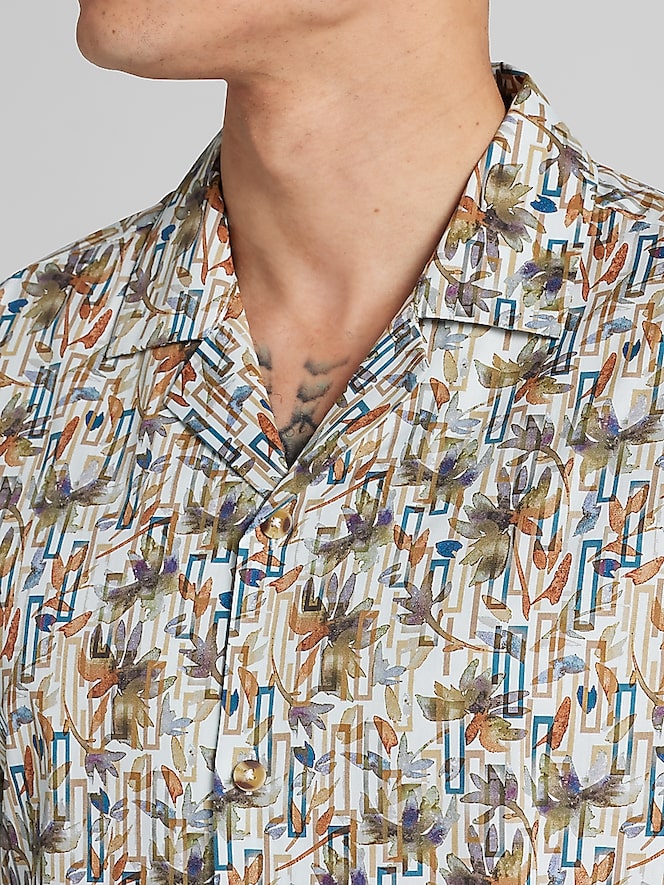Paisley &Amp; Gray Slim Fit Camp Shirt