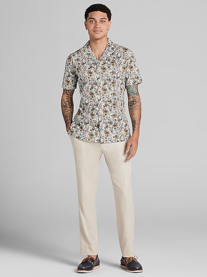 Paisley &Amp; Gray Slim Fit Camp Shirt