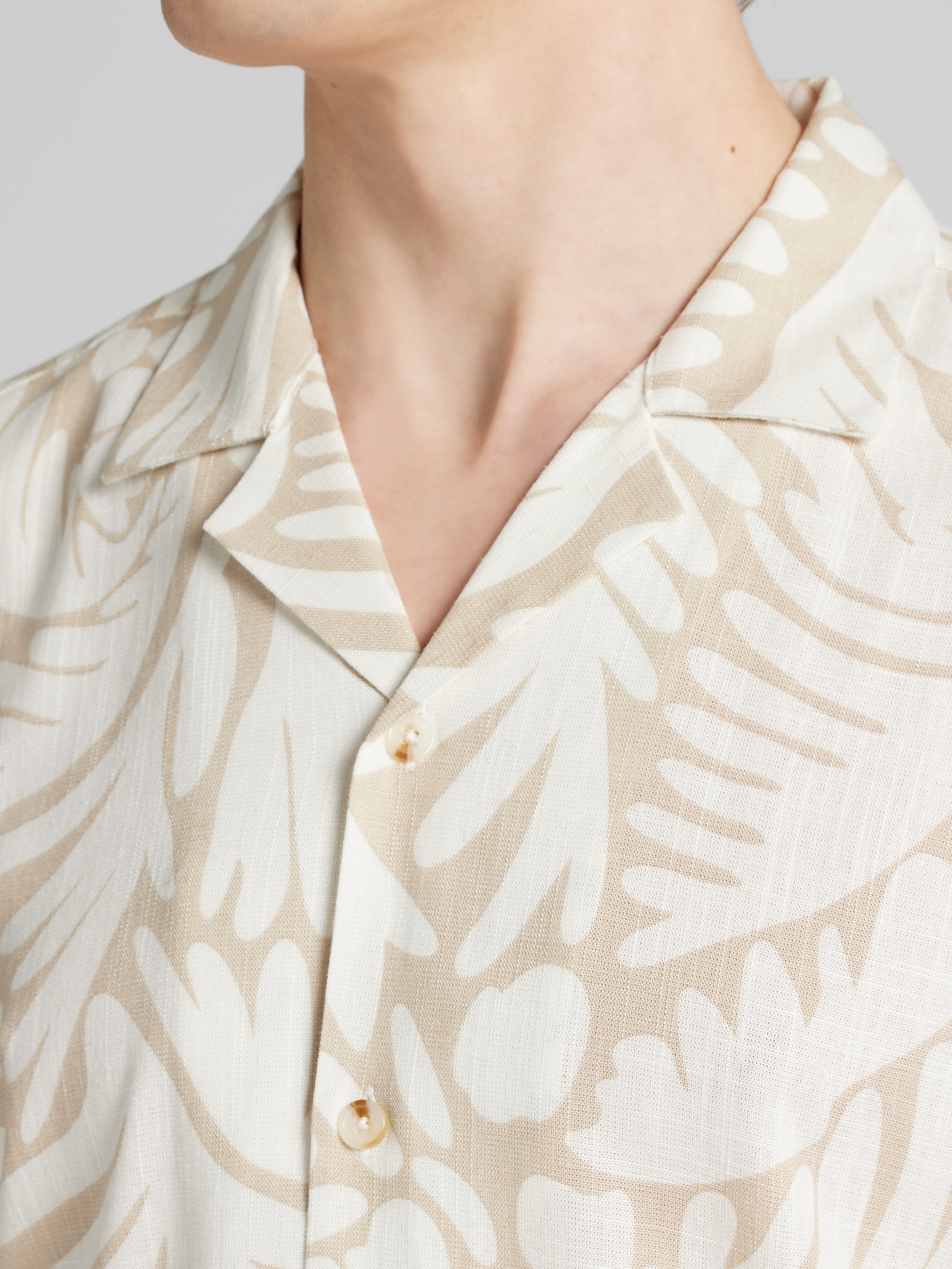 Slim Fit Short Sleeve Linen Blend Camp Shirt