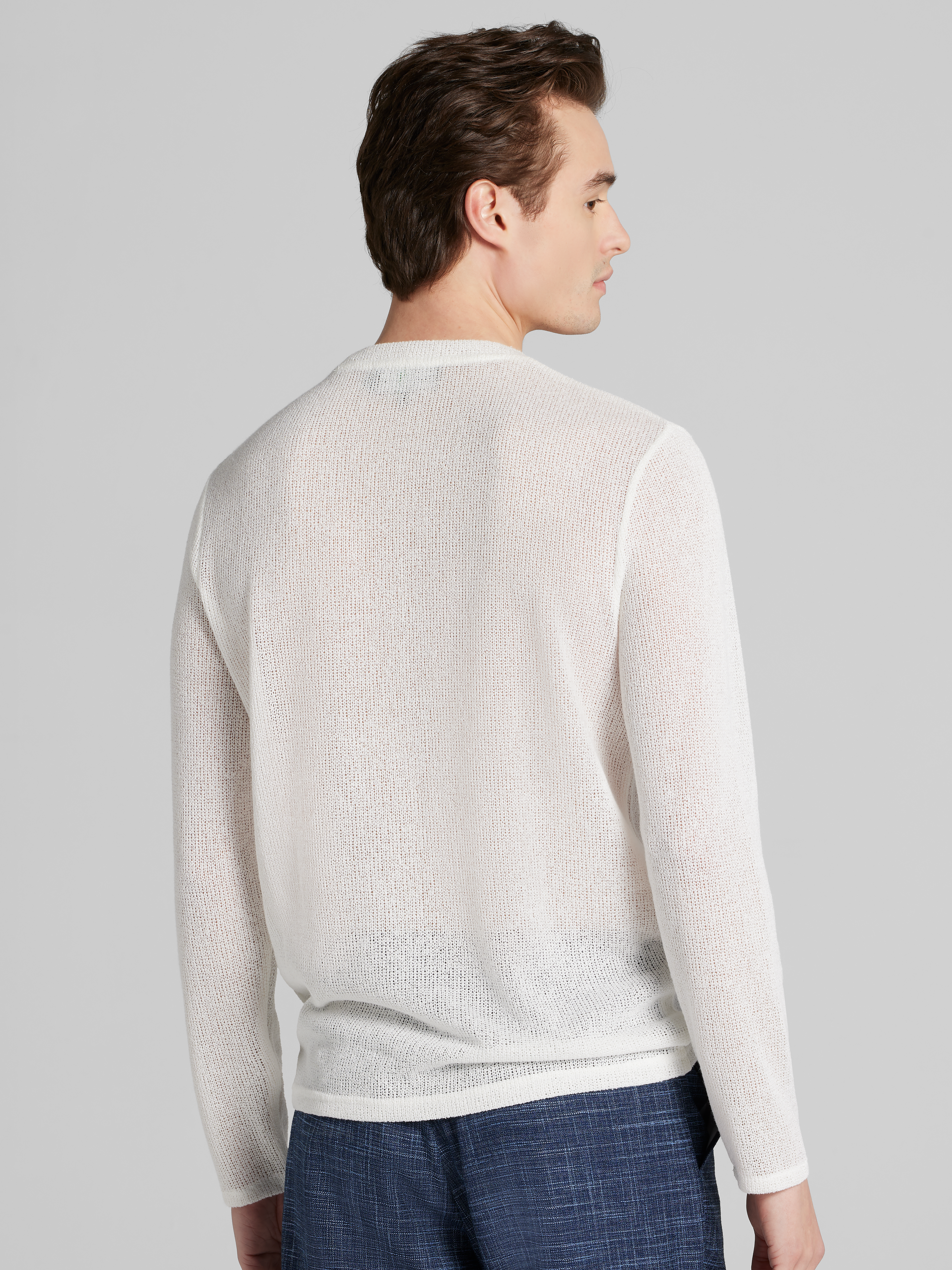 Slim Fit Mesh Knit Crewneck Sweater