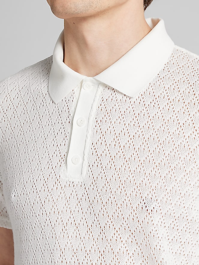 Paisley &Amp; Gray Slim Fit Pointelle Polo Shirt