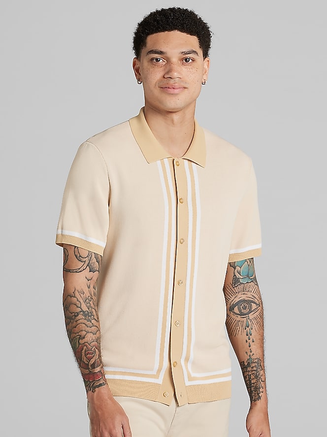 Crochet Shorts Verdusa Men's Piece Outfit Hollow Out Knit Button