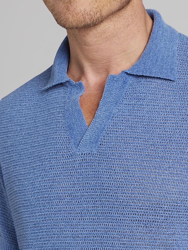 Paisley & Gray Slim Fit Chenille Johnny Collar Polo | Polo Paisley & Gray Slim Fit Chenille Johnny Collar Polo | Polo