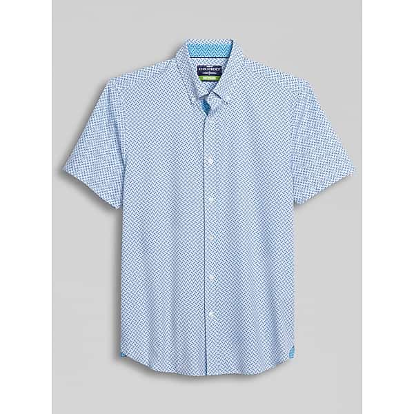 Con.Struct Men's Slim Fit Performance 4-Way Stretch Button Up Shirt Light Blue - Size: Small TMW6BXP10093