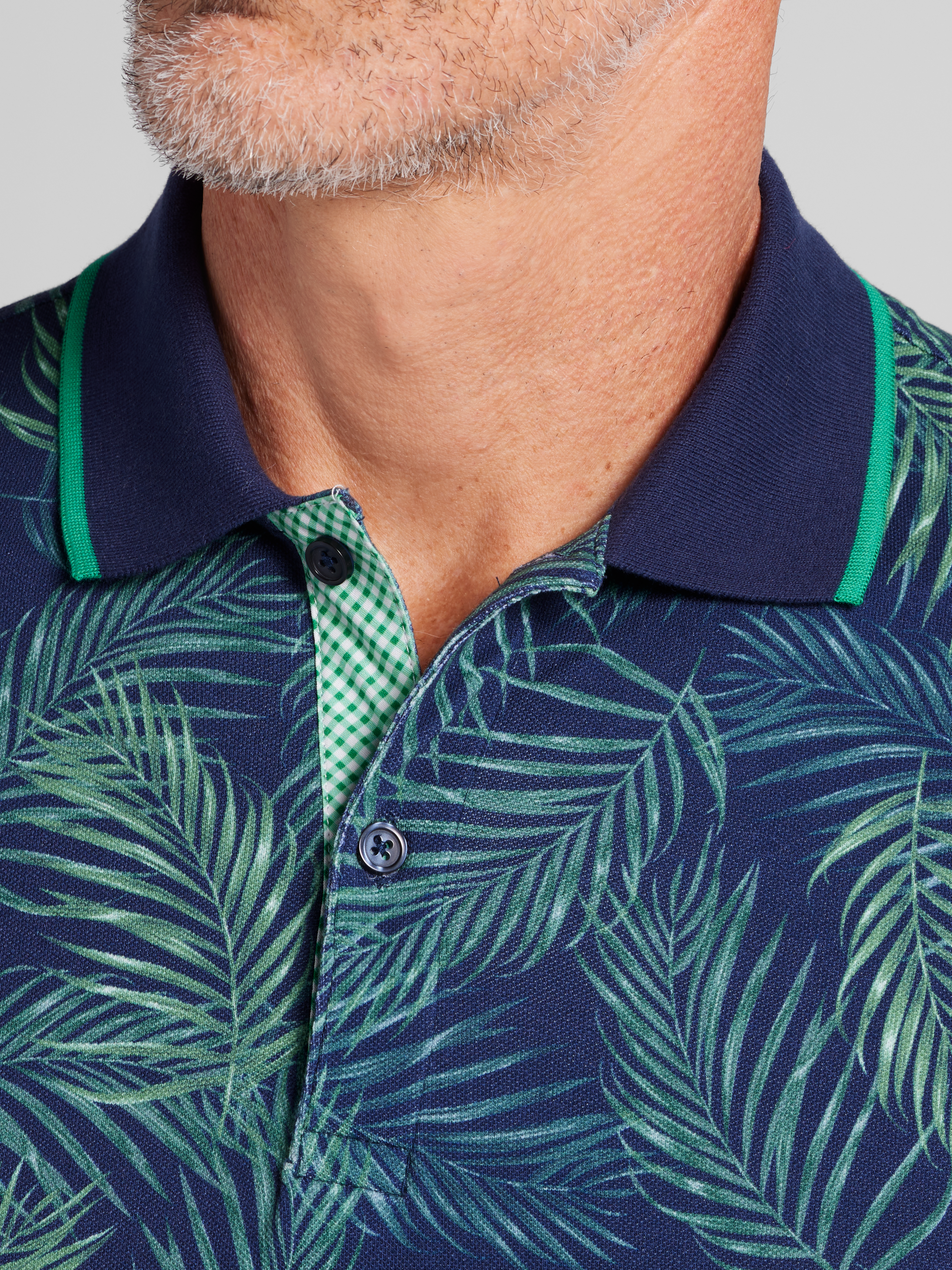 Slim Fit Tropical Leaf Golf Polo