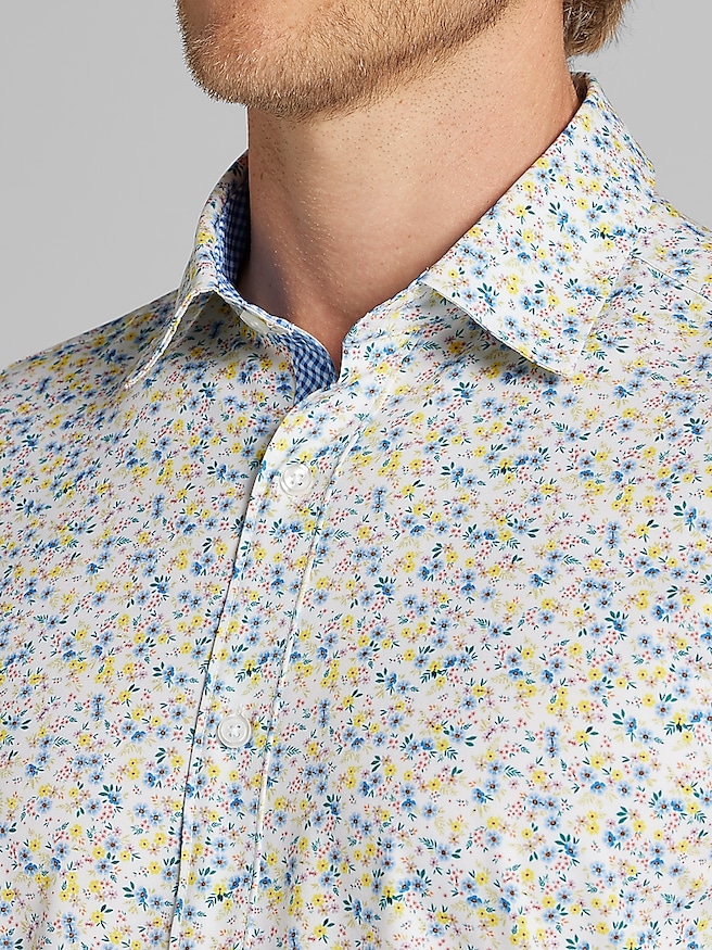 Con.Struct Big & Tall Men's Slim Fit Performance 4-Way Stretch Button Up Shirt , Yellow