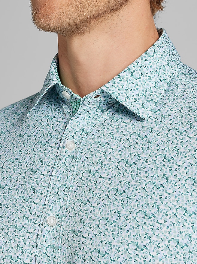 Con.Struct Big & Tall Men's Slim Fit Performance 4-Way Stretch Button Up Shirt , Green
