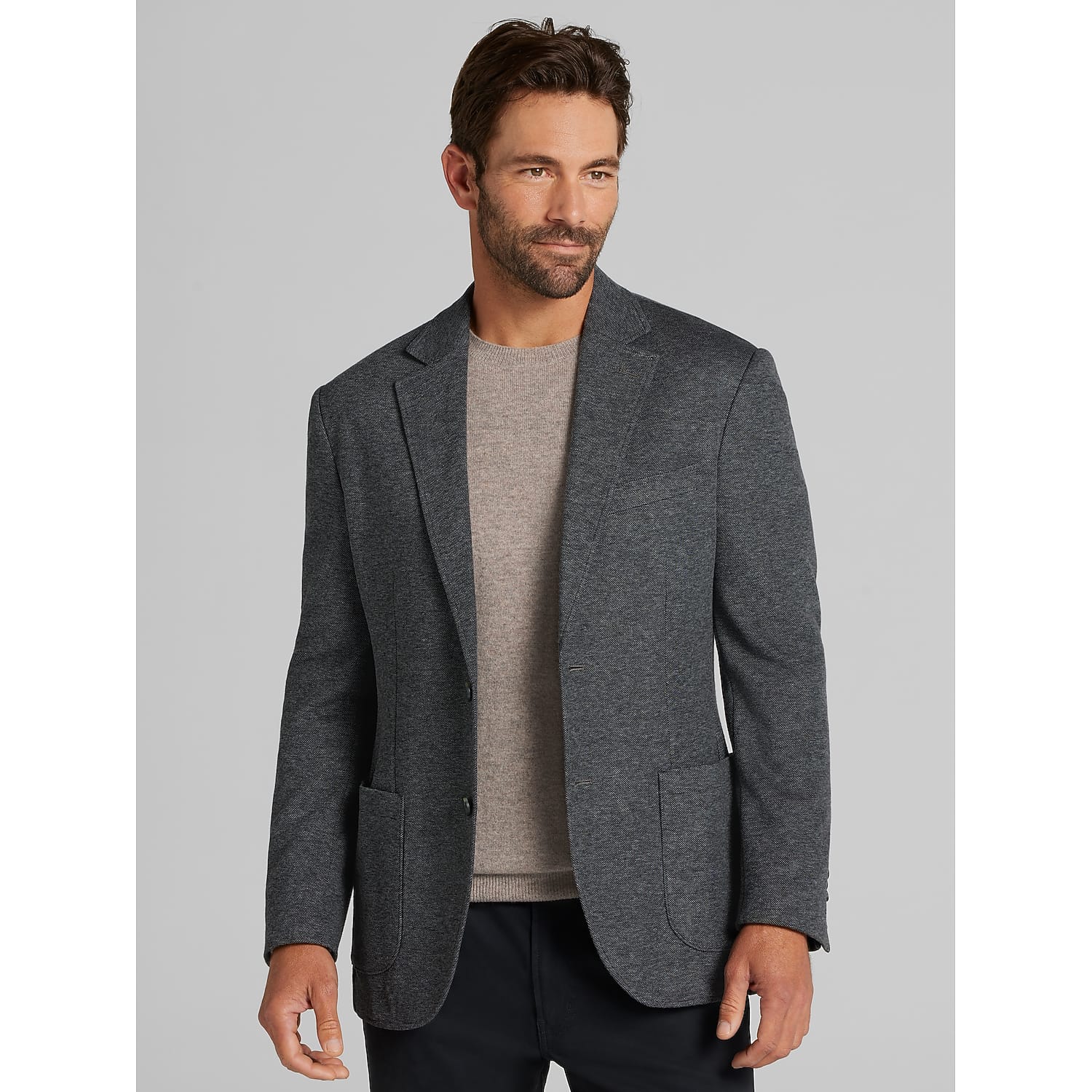 Joseph Abboud Modern Fit Pique Knit Blazer in Dark Charcoal Gray – Soft Cotton Blend Men’s Sport Coat (Size Variable)