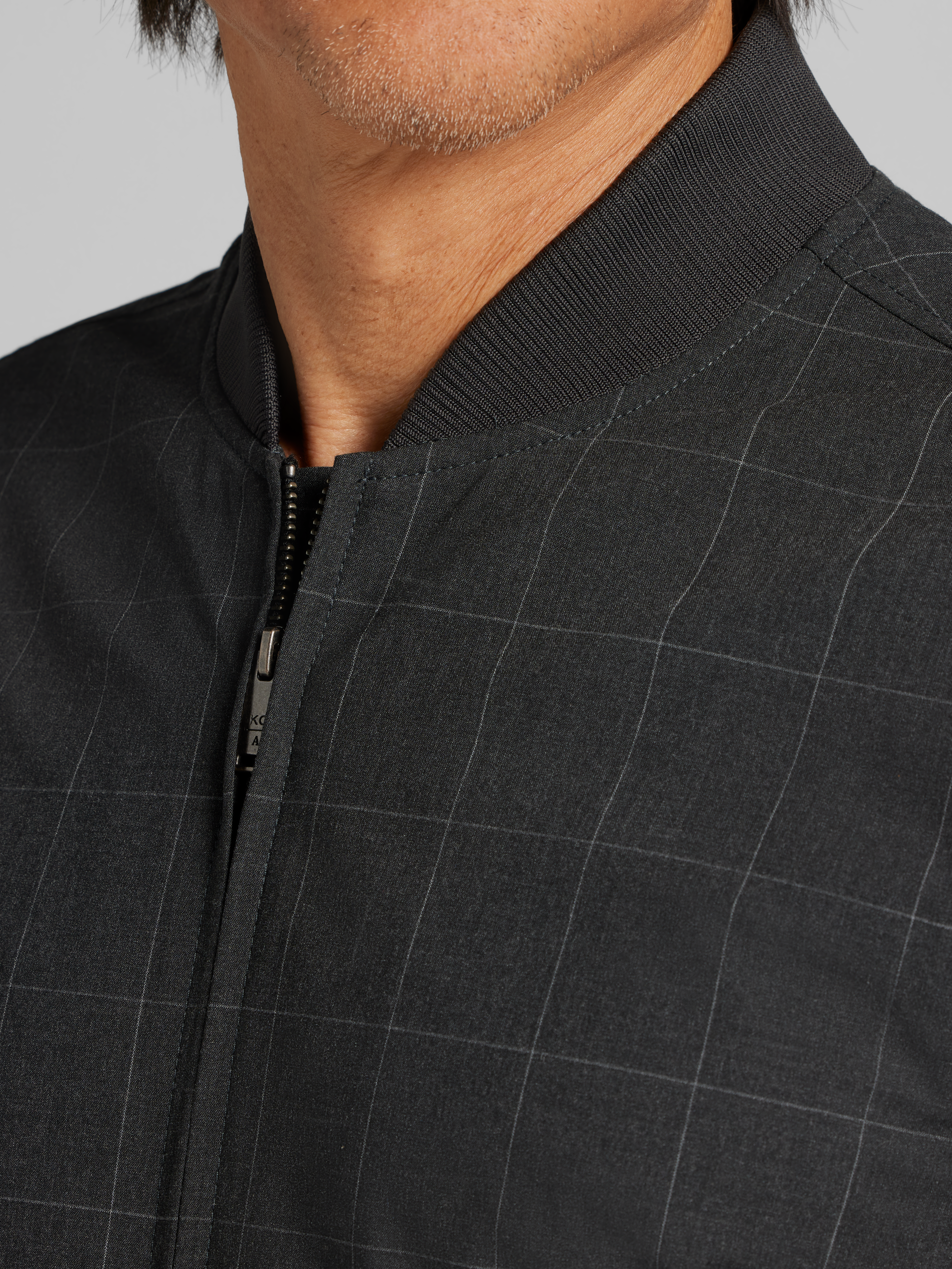 Modern Fit Windowpane Bomber Jacket