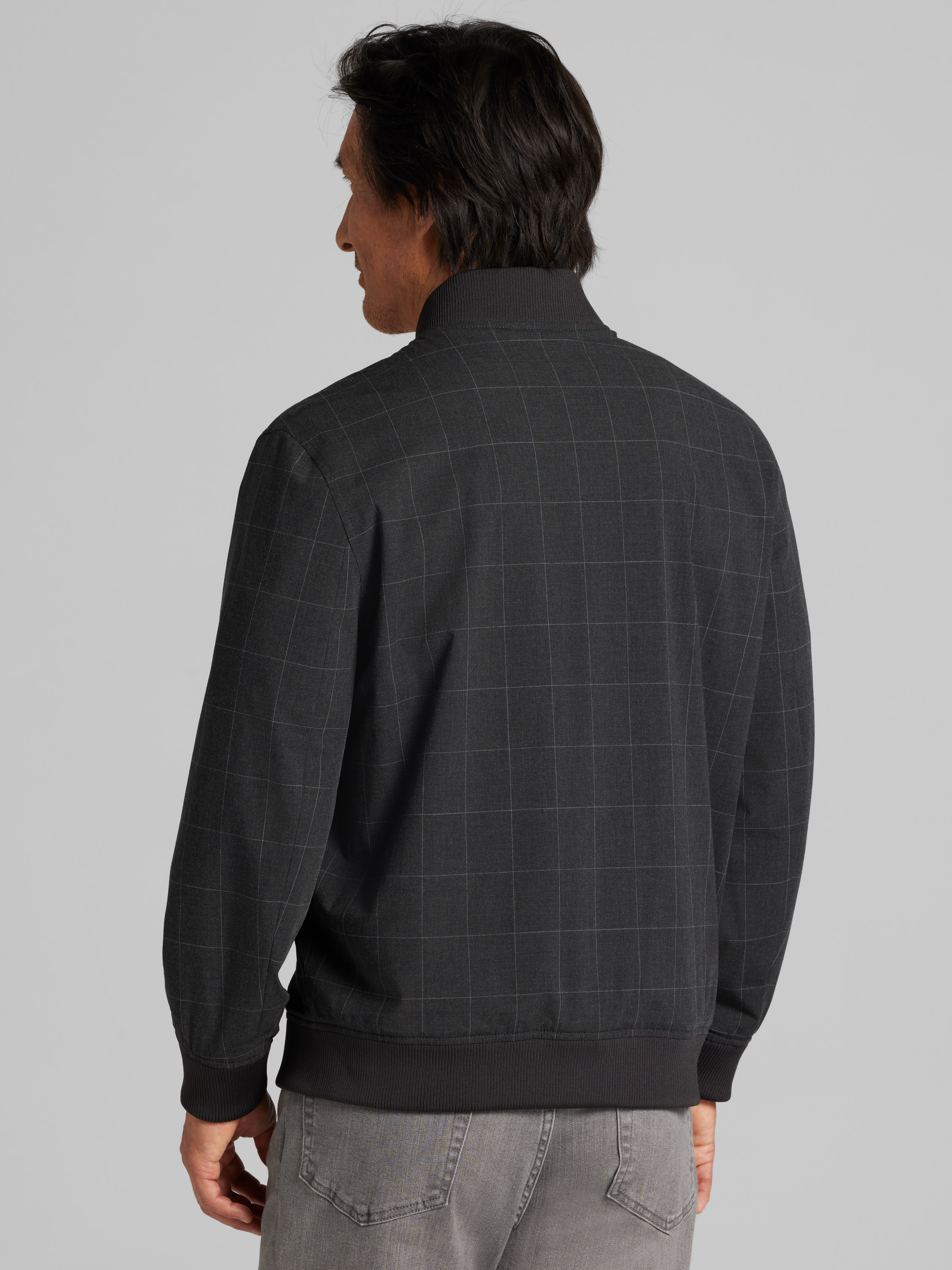 Modern Fit Windowpane Bomber Jacket