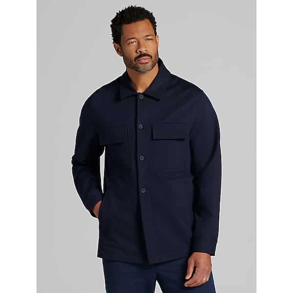 Awearness Kenneth Cole Men's Modern Fit Shirt Jacket Navy TMW6BZF50701